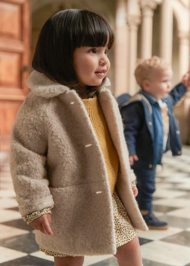 Abrigo rizo arena - Imagen 1