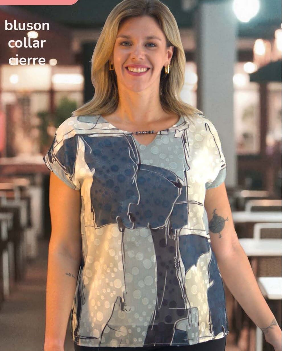 Blusón collar azul - Imagen 1