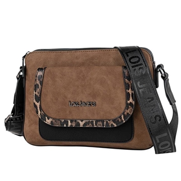 Bolso bandolera marrón-animal print - Imagen 1