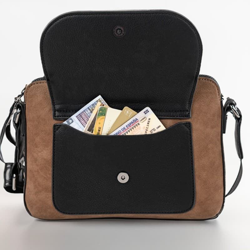 Bolso bandolera marrón-animal print - Imagen 3