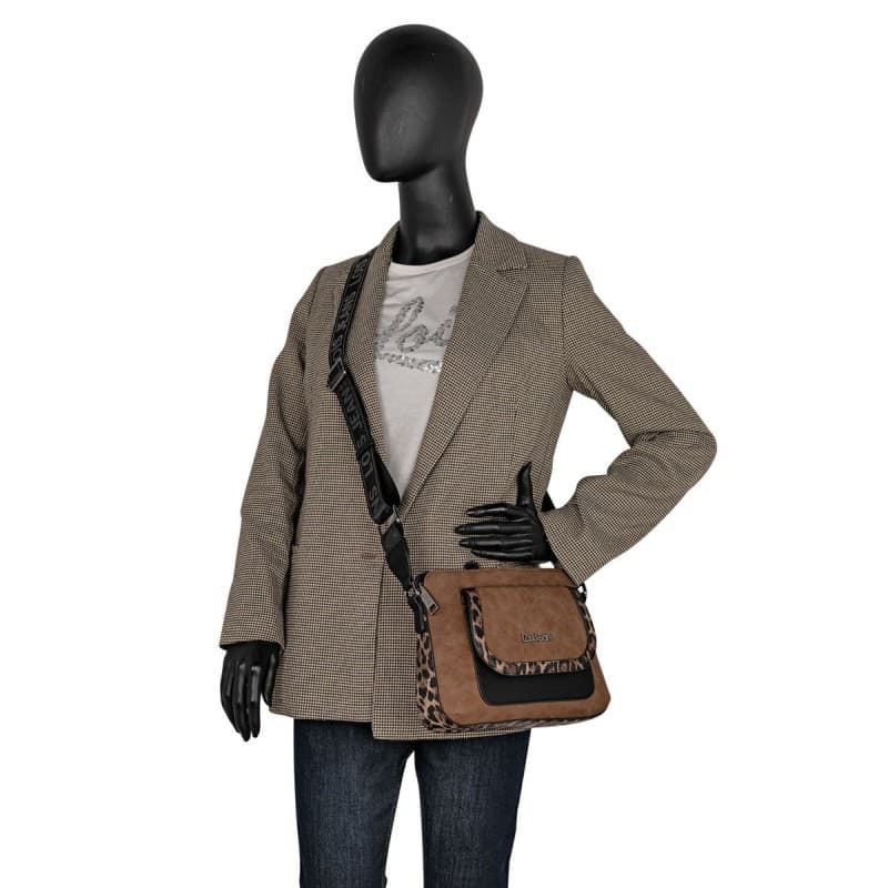 Bolso bandolera marrón-animal print - Imagen 4