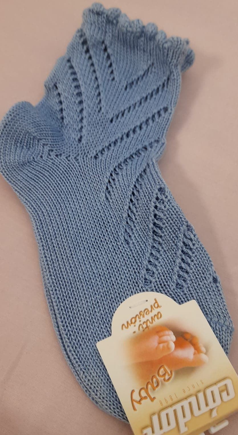 Calcetín calado perlé azul - Imagen 1