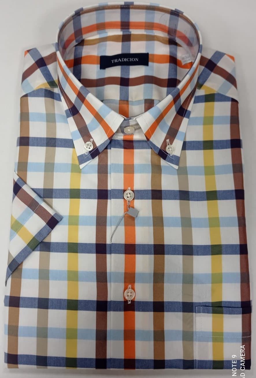 Camisa cuadros naranja - Imagen 1