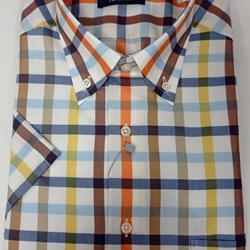 Camisa cuadros naranja - Imagen 1
