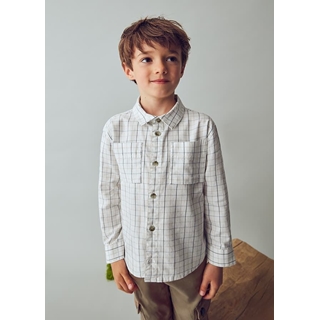 Camisa cuadros nata - Imagen 1