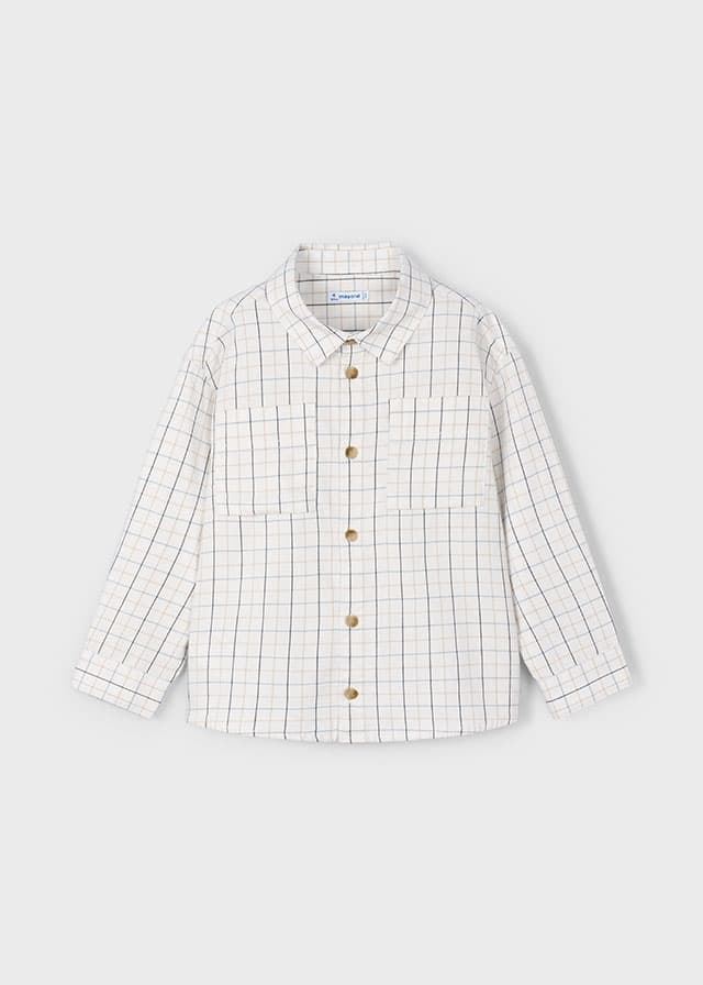 Camisa cuadros nata - Imagen 3