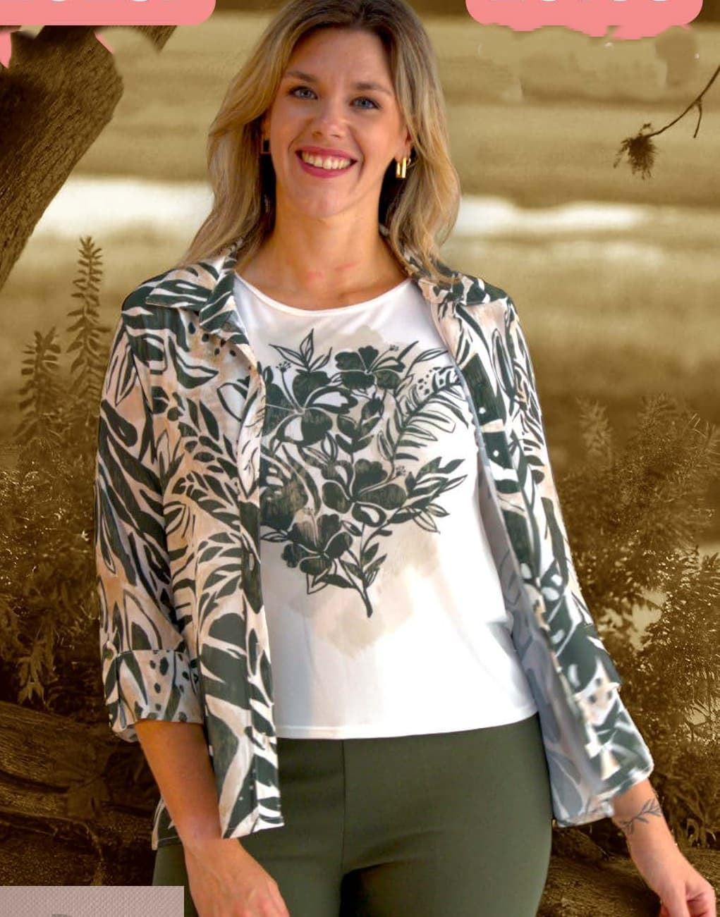 Camisa estampada verde - Imagen 1