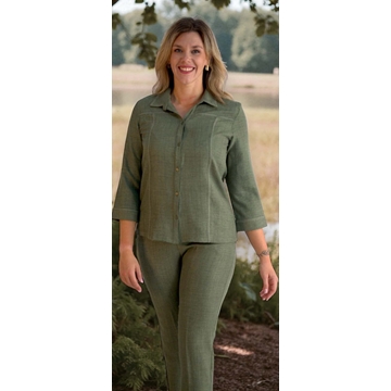 Camisa lino kaki - Imagen 1