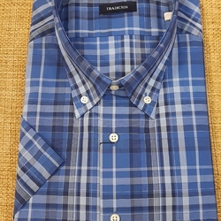Camisa manga corta cuadros azul. - Imagen 1