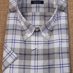 Camisa manga corta cuadros camel. - Imagen 1