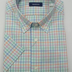 Camisa manga corta verde cuadros - Imagen 1