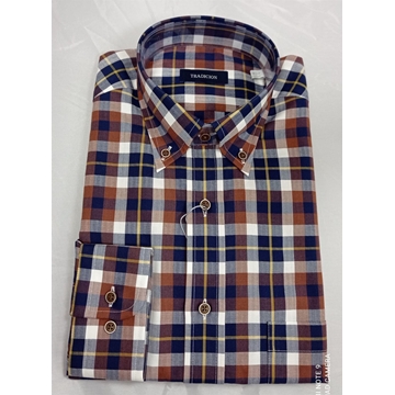 Camisa manga larga cuadros tabaco - Imagen 1