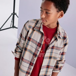 Camisa manga larga cuadros wine - Imagen 1