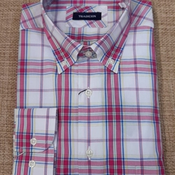 Camisa manga larga fucsia cuadros - Imagen 1