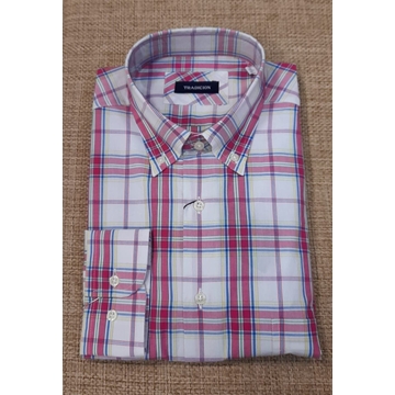 Camisa manga larga fucsia cuadros - Imagen 1