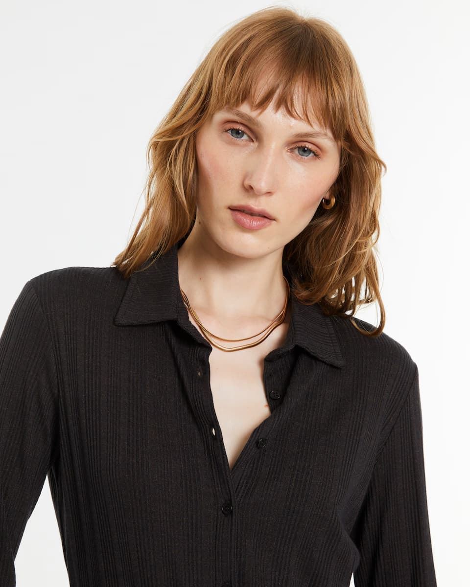 Camisa punto marrón - Imagen 4