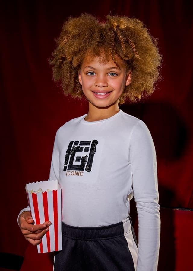 Camiseta bordada nata-negro - Imagen 1