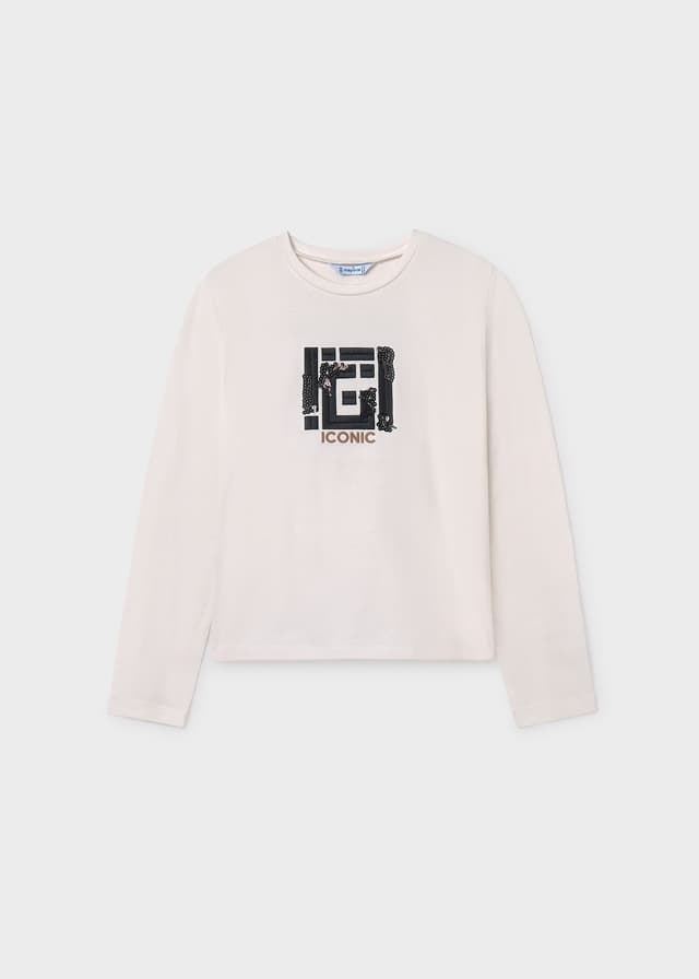 Camiseta bordada nata-negro - Imagen 2