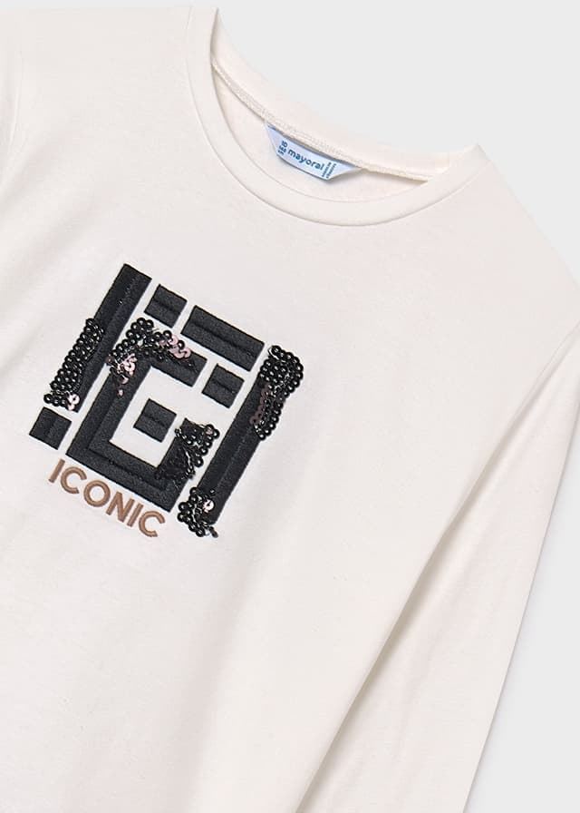 Camiseta bordada nata-negro - Imagen 4