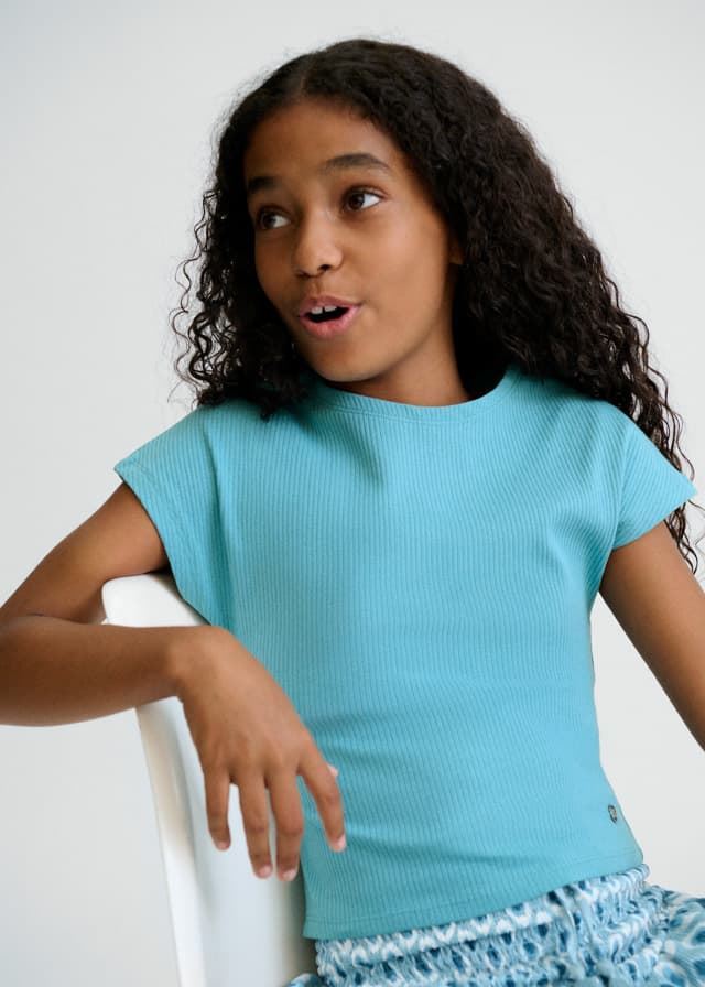 Camiseta canalé jade - Imagen 1