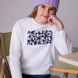 Camiseta gráfica nata-petróleo - Imagen 1