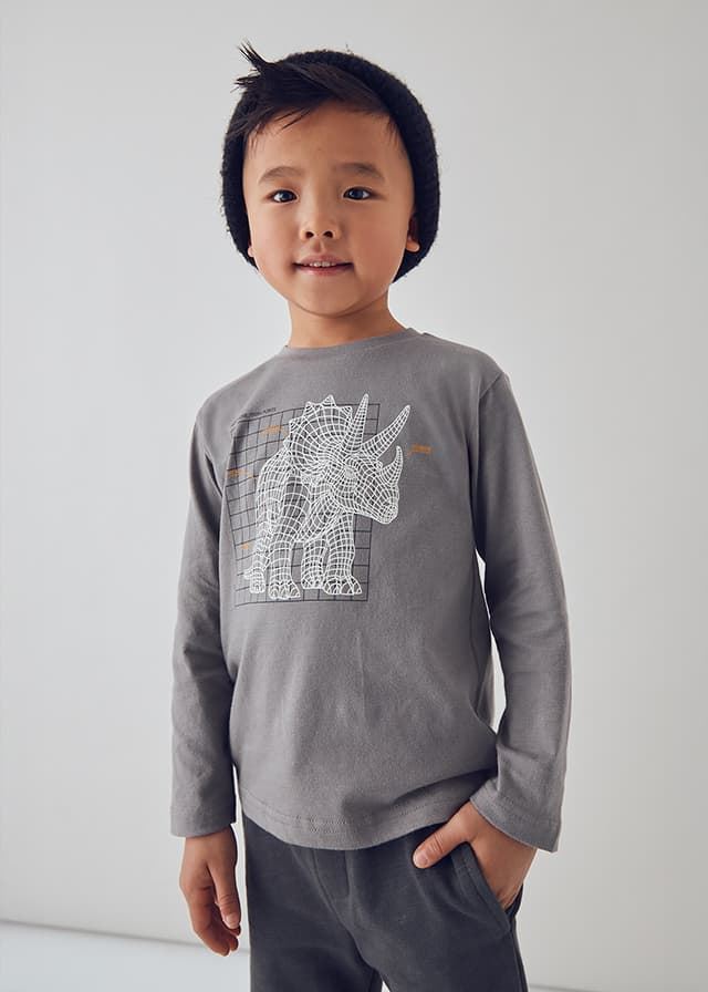 Camiseta interactiva dinosaurio gris - Imagen 1