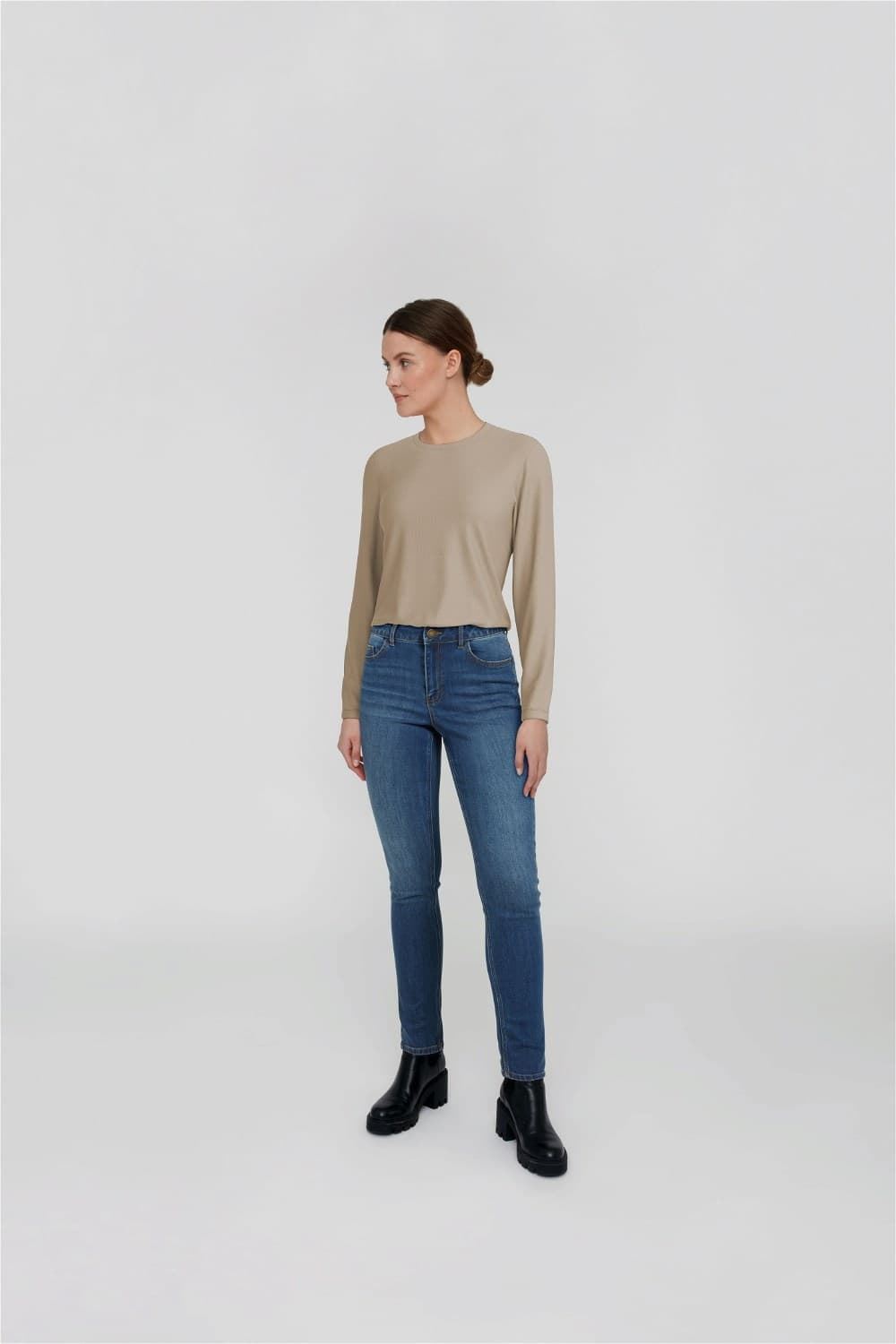 Camiseta manga larga beige vialexia - Imagen 3