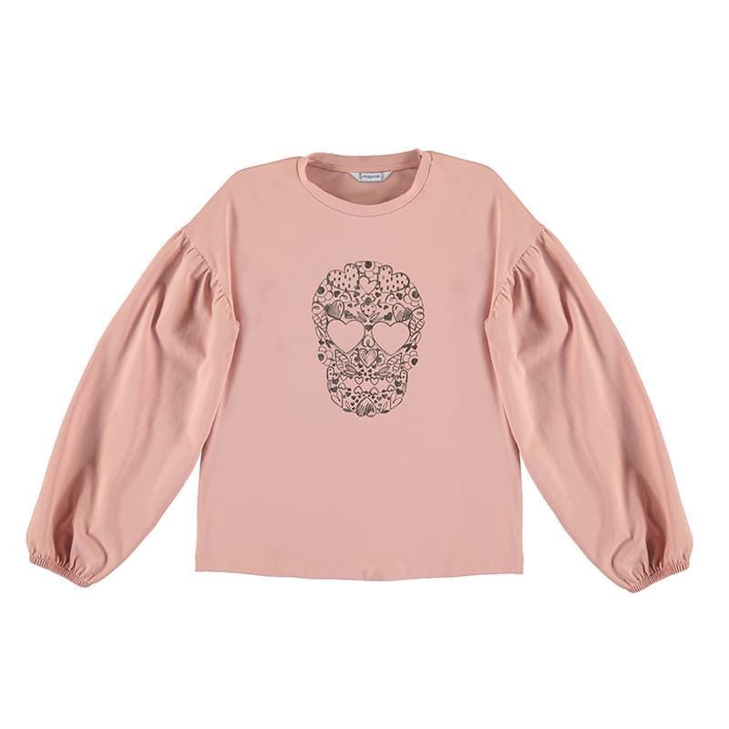 Camiseta manga larga calavera rosado - Imagen 1