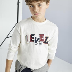 Camiseta manga larga "level up" nata - Imagen 1