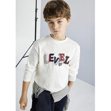 Camiseta manga larga "level up" nata - Imagen 1