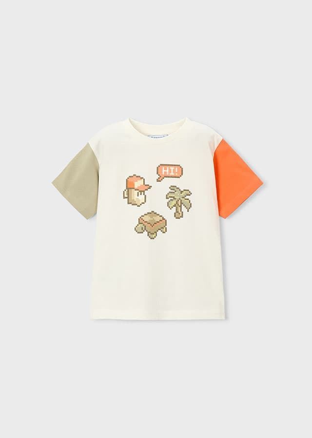 Camiseta nata-naranja - Imagen 1