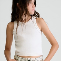 Camiseta tirantes canalé hueso - Imagen 1