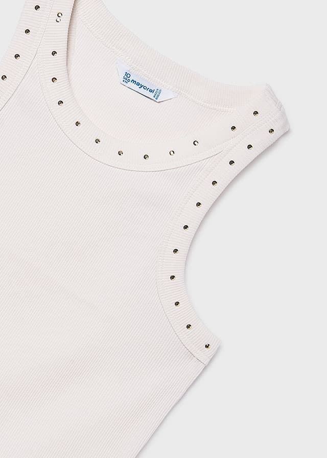 Camiseta tirantes canalé hueso - Imagen 6