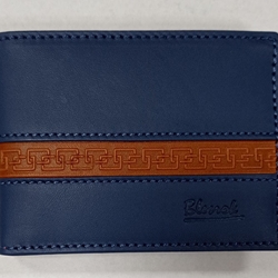 Cartera piel azul-camel - Imagen 1