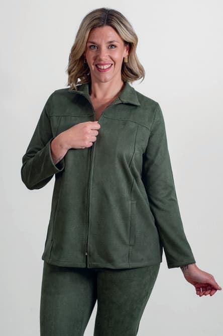 Chaqueta antelina verde - Imagen 1