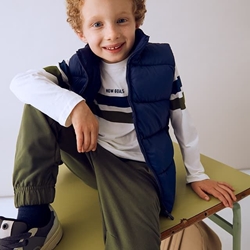 Conjunto 3 piezas con chaleco azul-oliva - Imagen 1