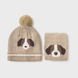 Conjunto gorro-bufanda beige - Imagen 1
