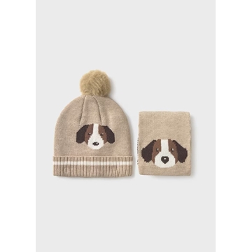 Conjunto gorro-bufanda beige - Imagen 1