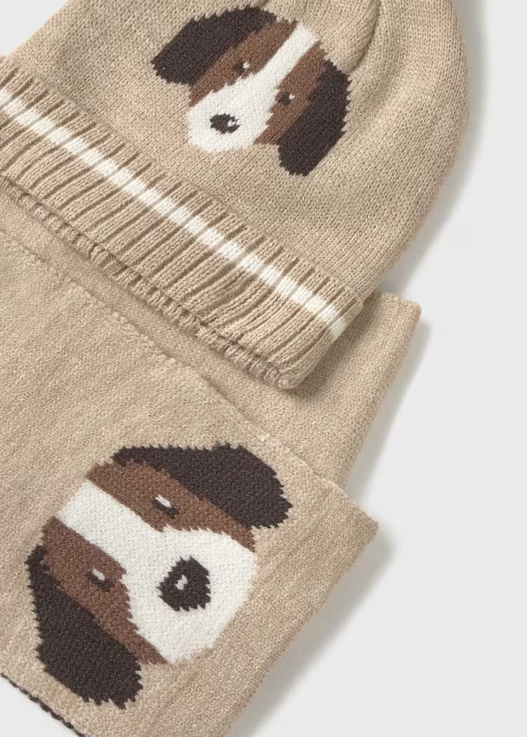 Conjunto gorro-bufanda beige - Imagen 2