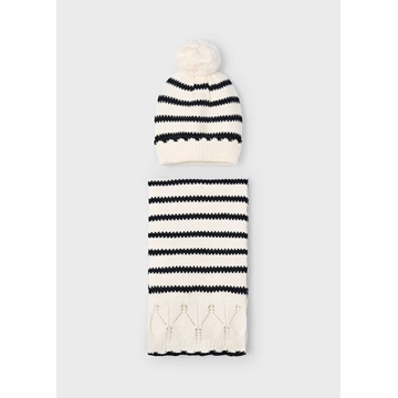 Conjunto gorro-bufanda rayas macchiato - Imagen 1