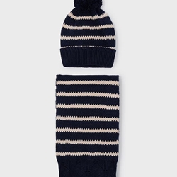 Conjunto gorro-bufanda rayas marino - Imagen 1