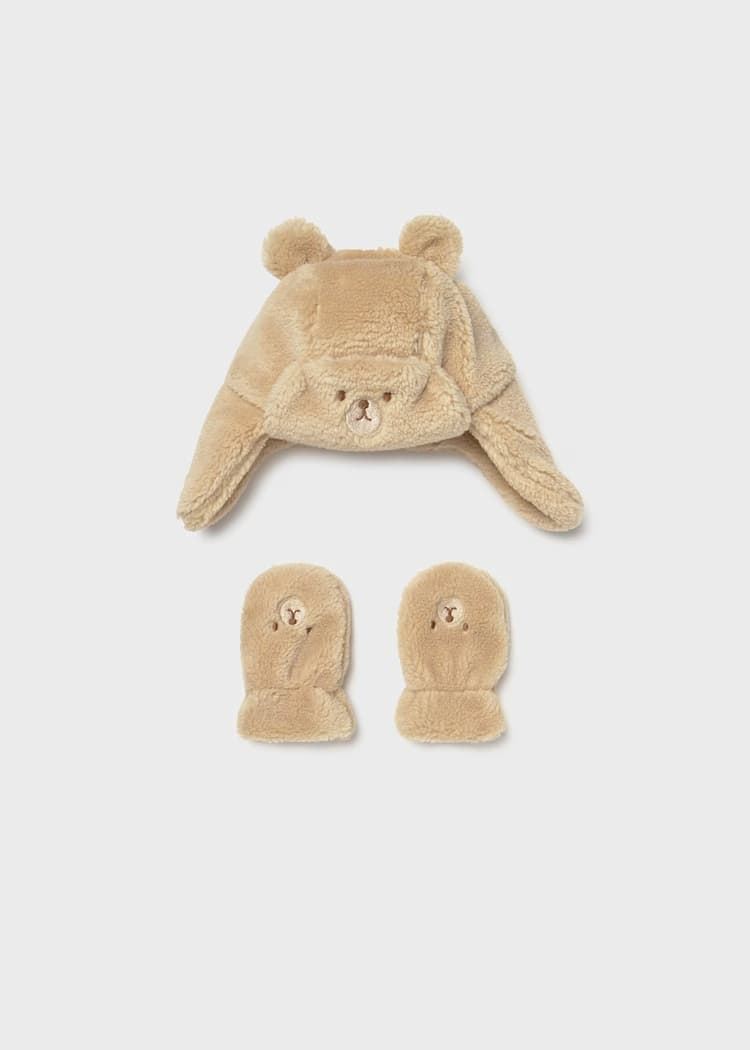 Conjunto gorro-manoplas latte - Imagen 1