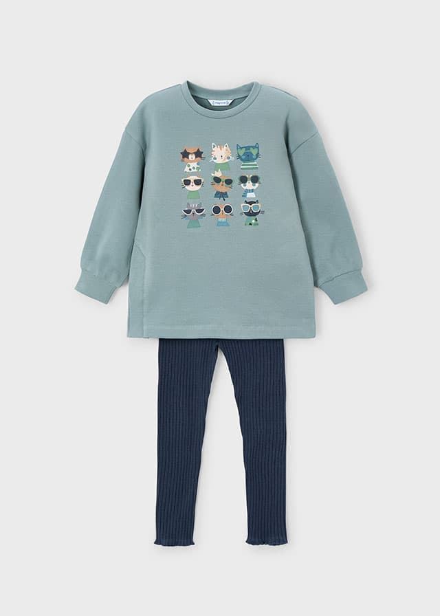 Conjunto legging canalé petróleo - Imagen 1