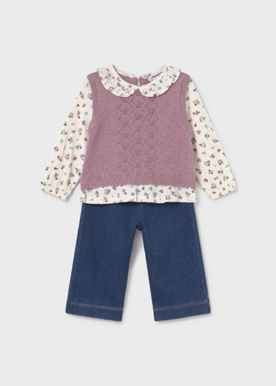 Conjunto pantalón-chaleco violeta - Imagen 2