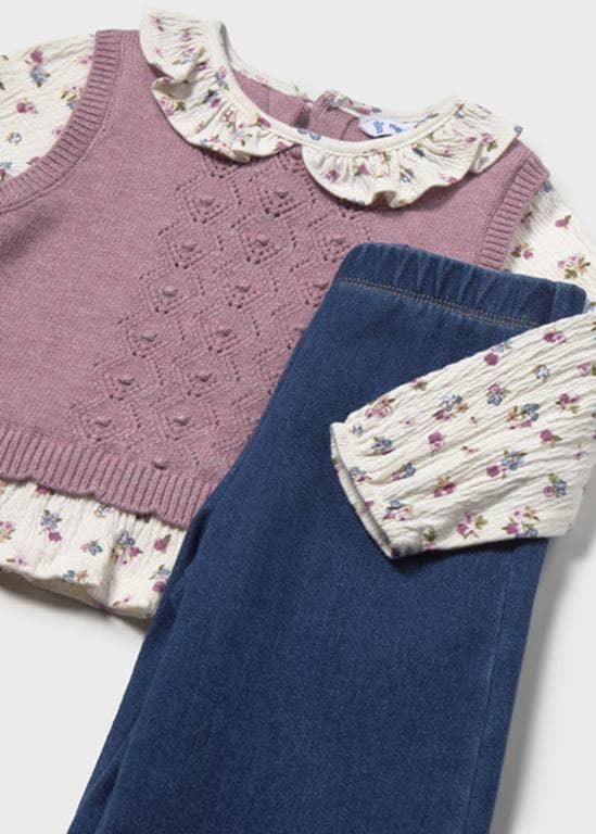 Conjunto pantalón-chaleco violeta - Imagen 4