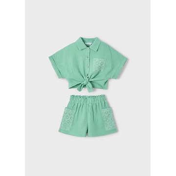 Conjunto pantalón corto perforado menta - Imagen 1