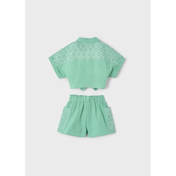 Conjunto pantalón corto perforado menta - Imagen 2