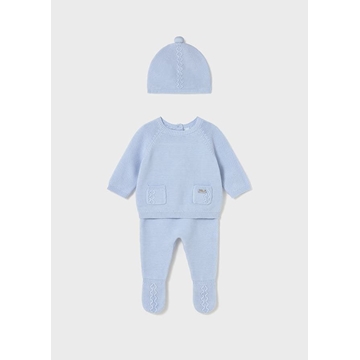 Conjunto polaina-gorro tricot cielo - Imagen 1