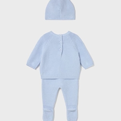 Conjunto polaina-gorro tricot cielo - Imagen 2