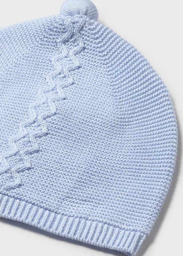 Conjunto polaina-gorro tricot cielo - Imagen 4